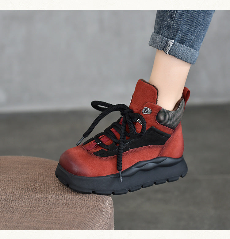 Versatile Leather Warm Cotton Shoes