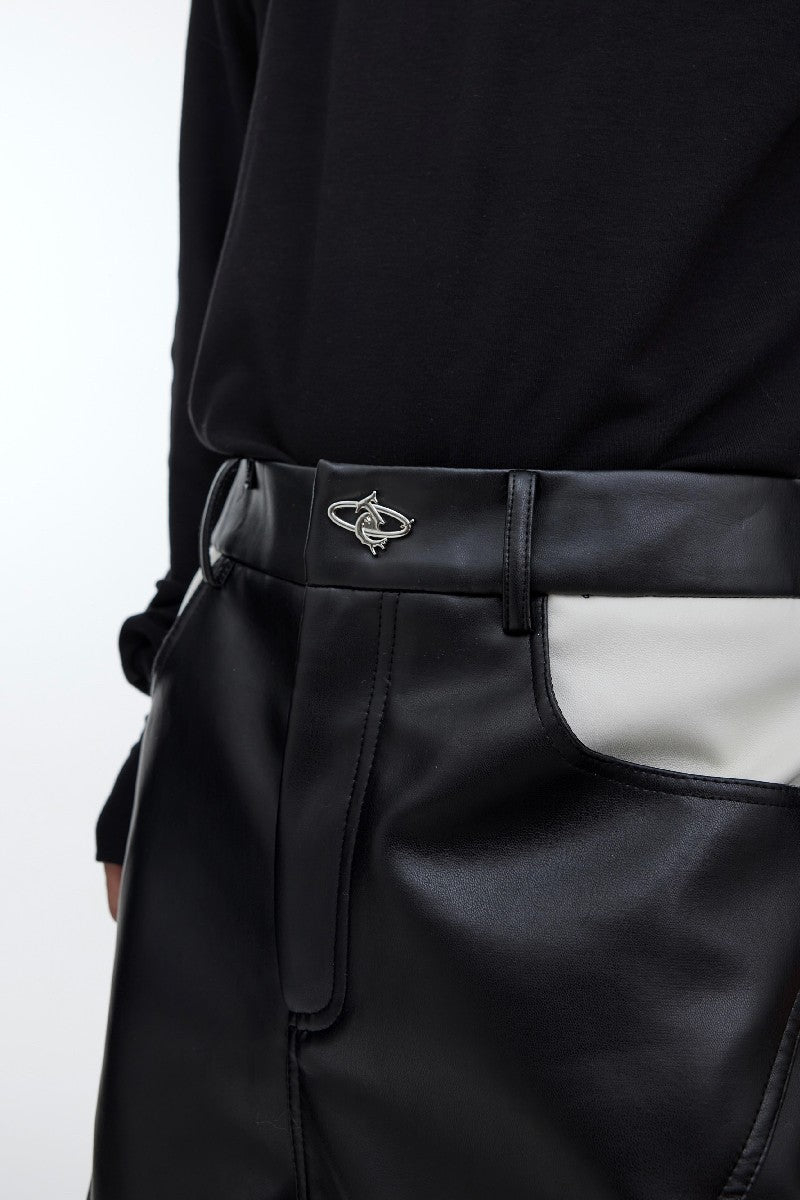 Strap Detail Vegan Leather Pants