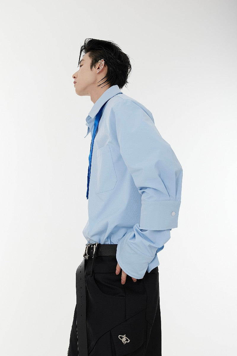 Shoulder Pad Tie-Neck Shirt