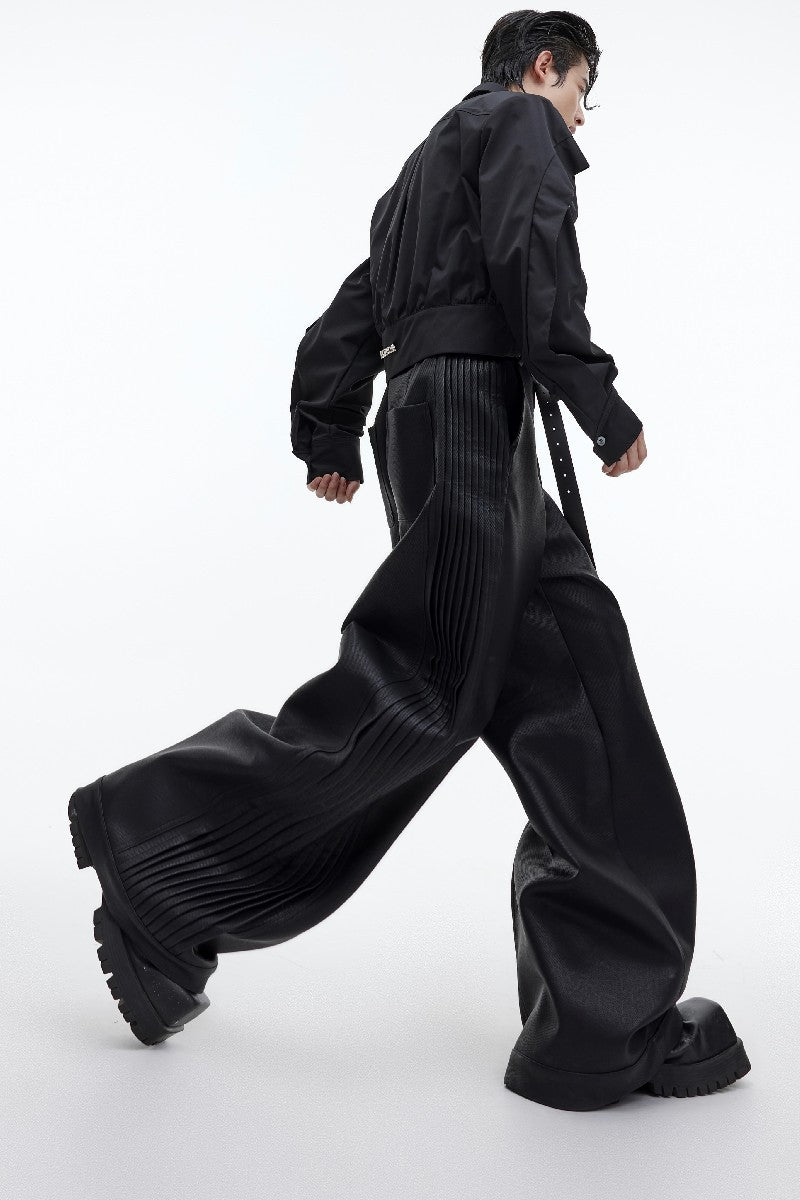 Pleated Vegan Leather Pants