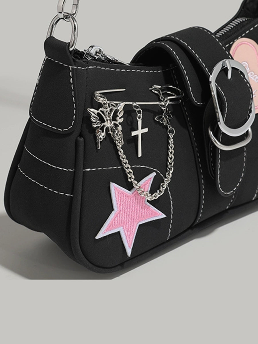 Y2K Butterfly Chain Black Bag