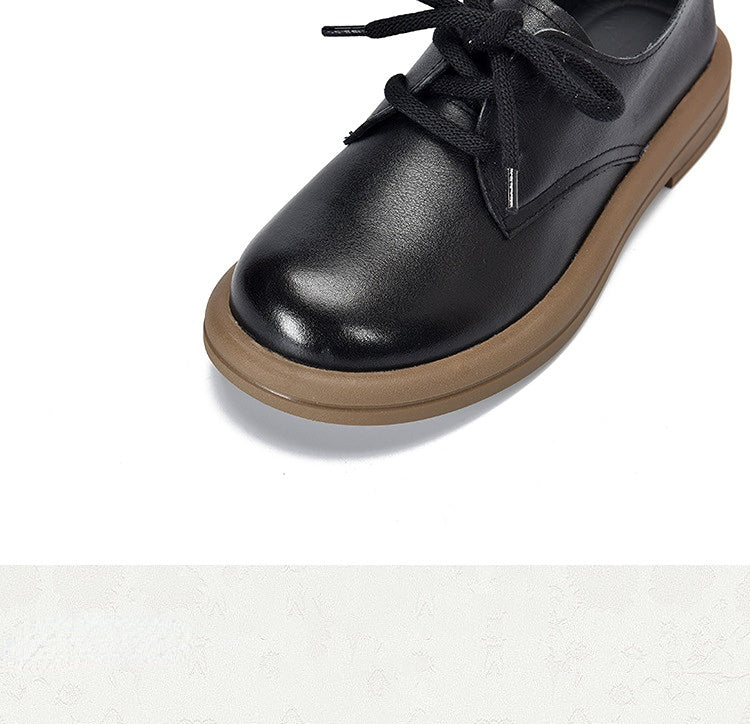 Simple Solid Color Mid Heel Leather Shoes