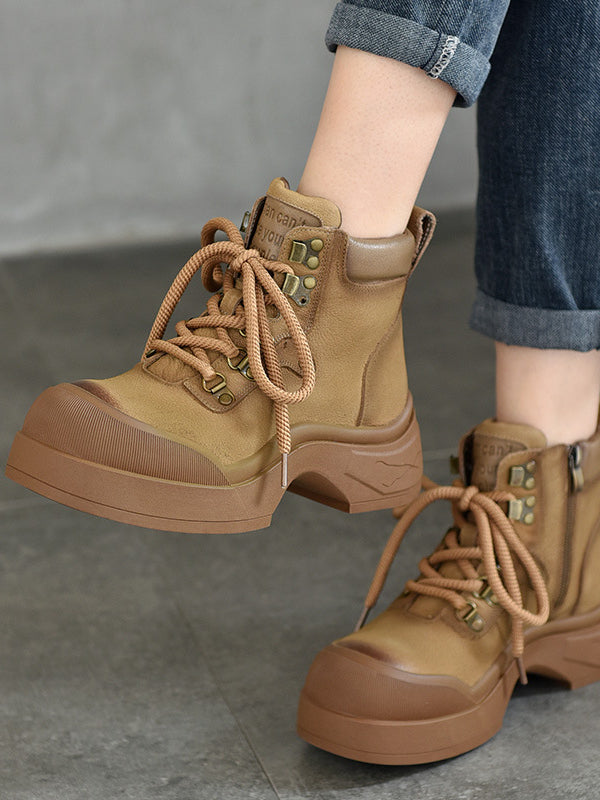 Classic Leather Thick Bottom Lace-Up Martin Boots