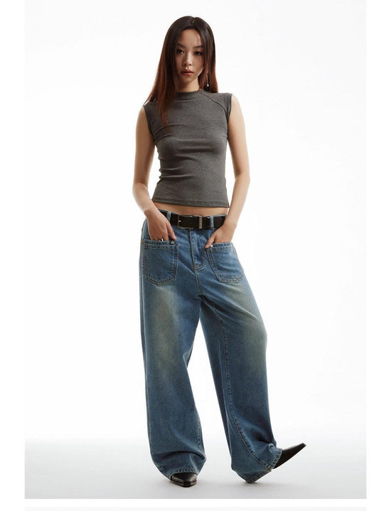 Double Front Patch Pocket Jeans