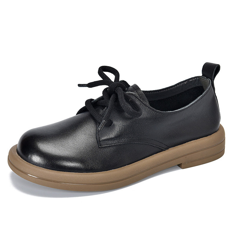 Simple Solid Color Mid Heel Leather Shoes