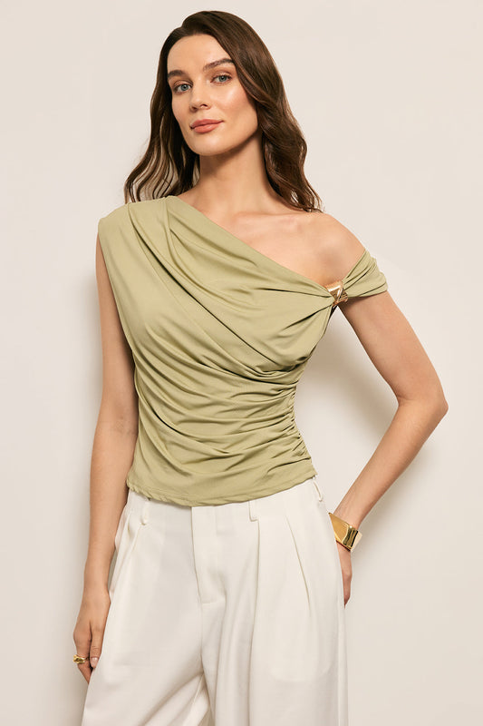 Asymmetrical Metallic Detail Tank Top