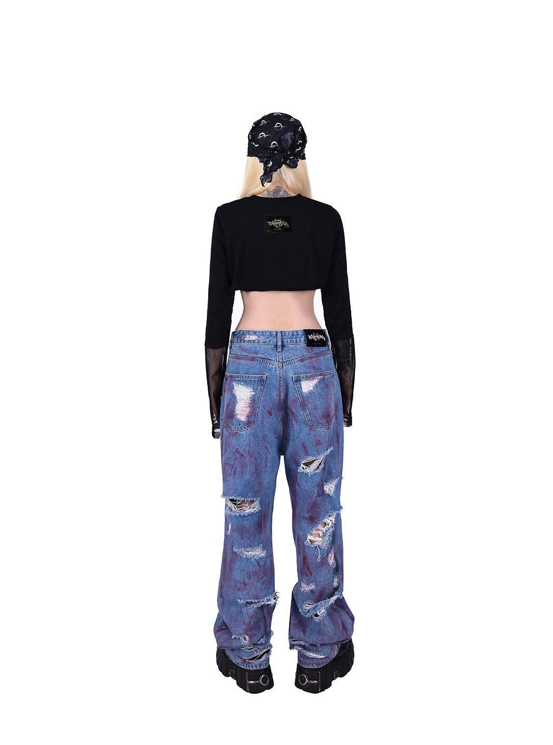 PINKSPINK Cosmic Shred Wide-Leg Jeans - Purple Tie-Dye