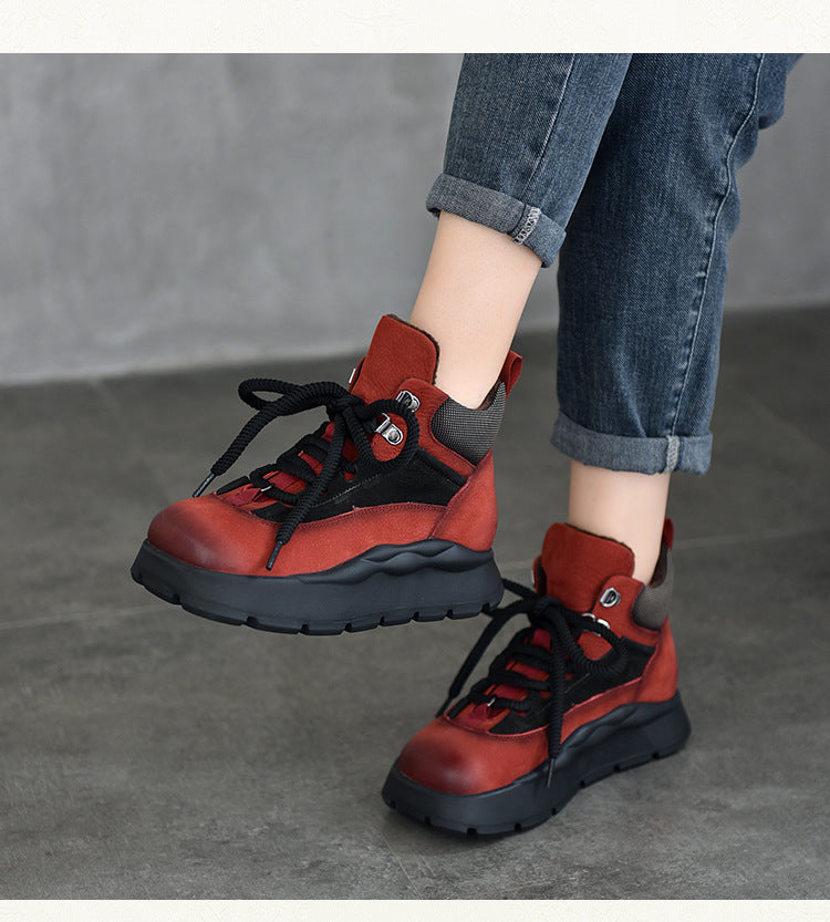 Versatile Leather Warm Cotton Shoes