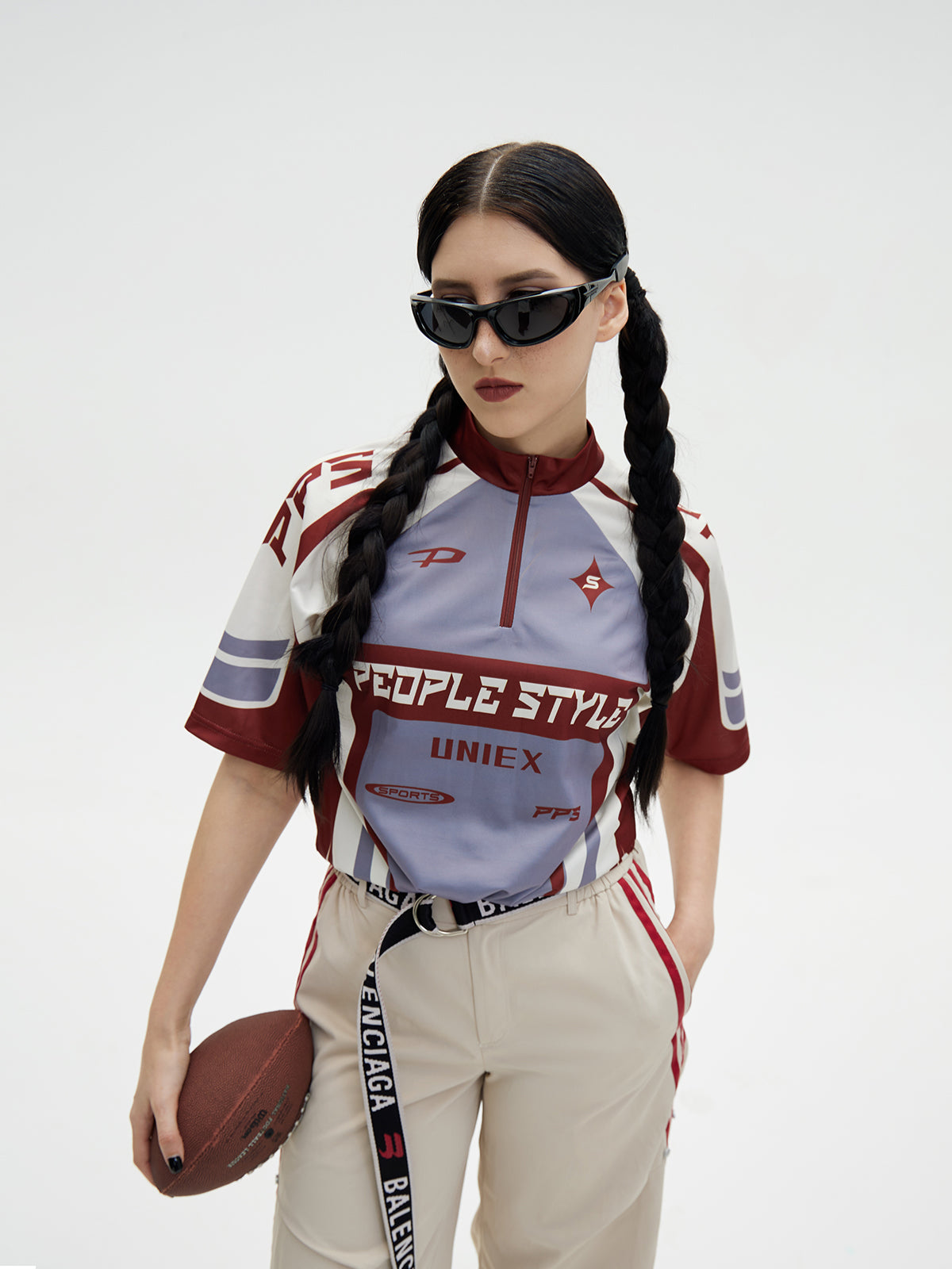 Unisex High-Neck Logo Jersey Tops