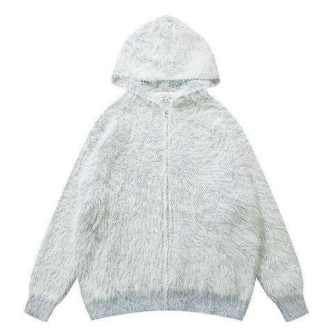 Plush Textured Zip Knit Hoodie