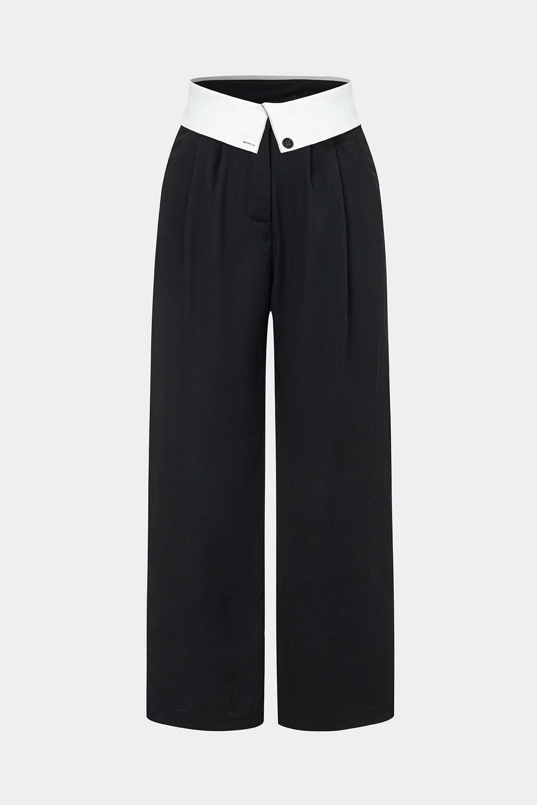 Basic Contrast High Waist Wide Leg Trousers