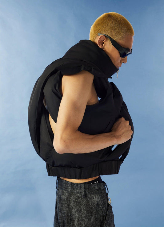 Y2K Harajuku Cross-Hollow Puffer Vest