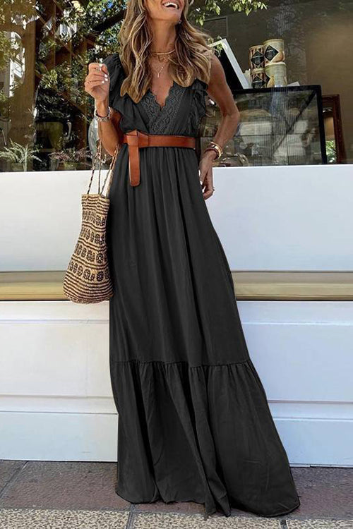 Worth Your While Lace Ruffled Maxi Dress - 3 Colors