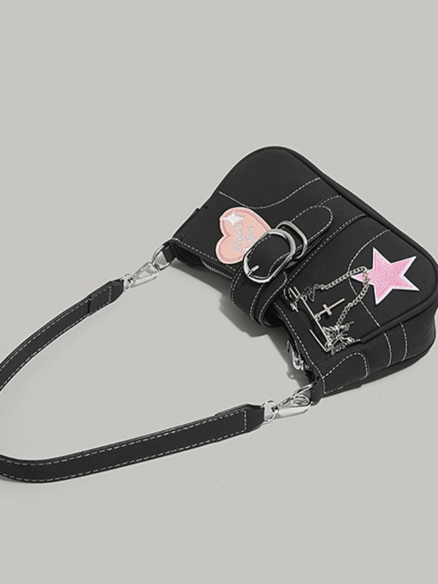 Y2K Butterfly Chain Black Bag