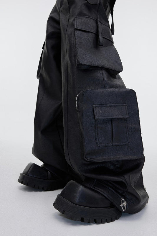 Multipocket Vegan Leather Pants