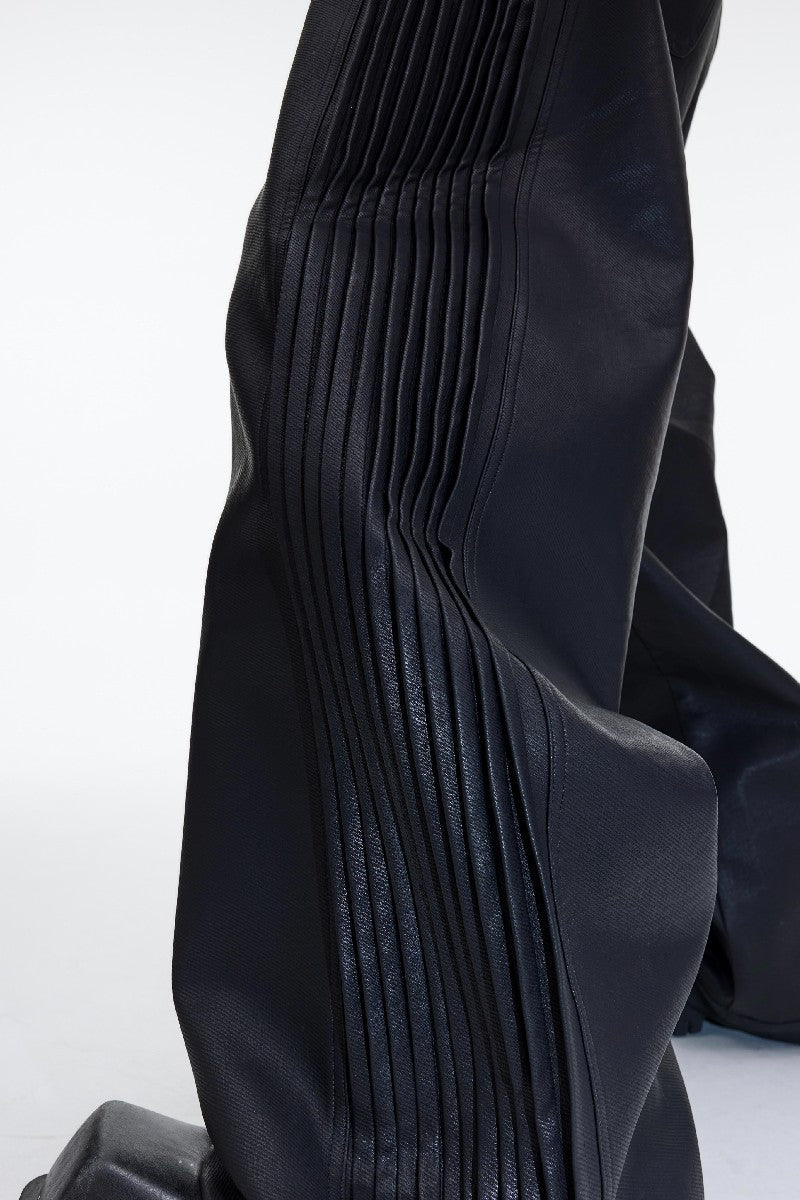 Pleated Vegan Leather Pants