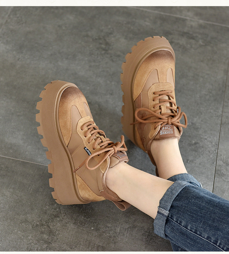 Vintage Leather Thick Bottom Shoes
