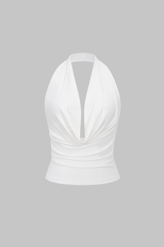 Backless Halter Deep V Tank Top