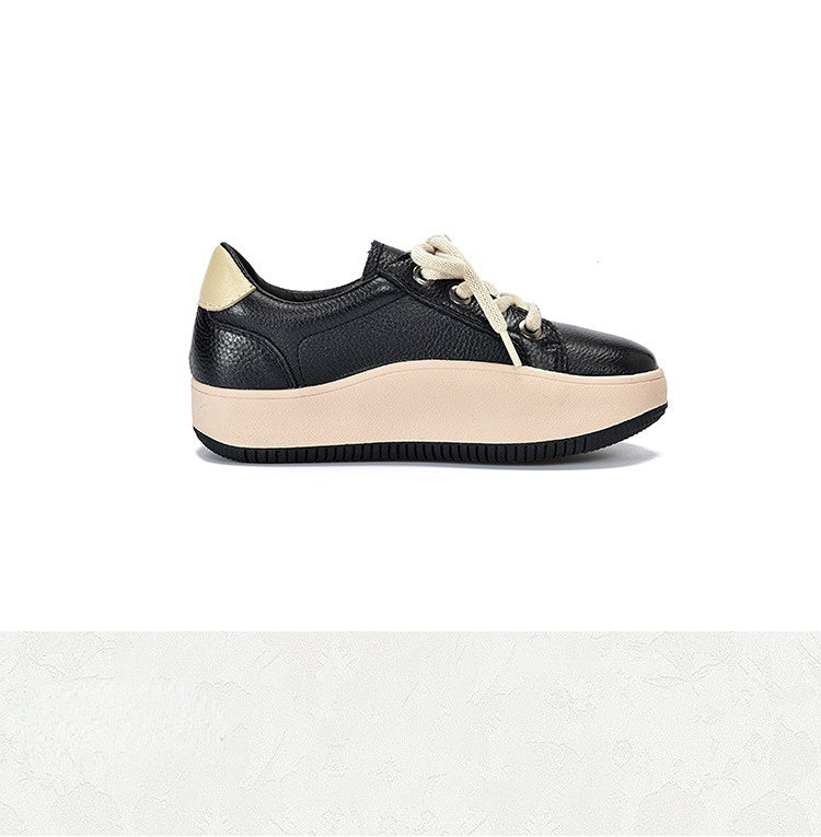 Casual Color Blocking Round Toe Leather Shoes