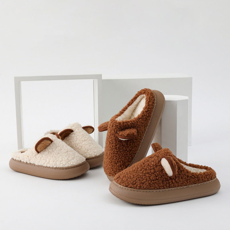 Casual Bag And Thick - Soled Plush Slippers
