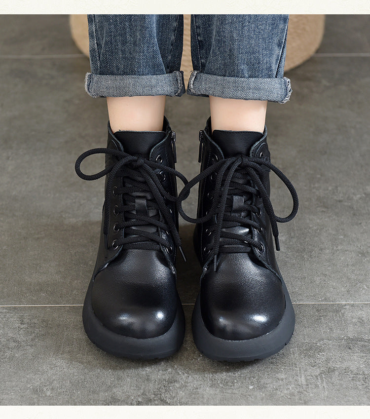 Warm Leather Thick Bottom Martin Boots