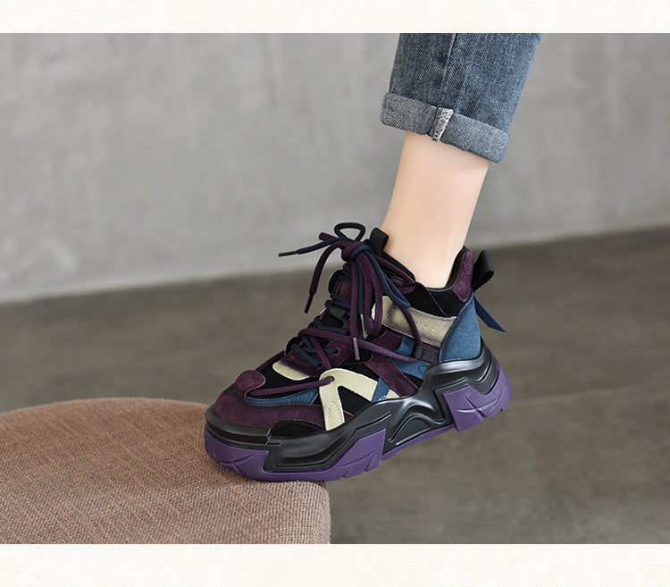 Casual Versatile Colorblocking Thick Bottom Sneakers