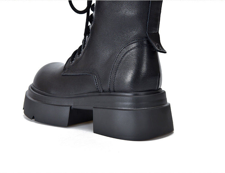 British Style Zipper Thick Bottom Long Boots