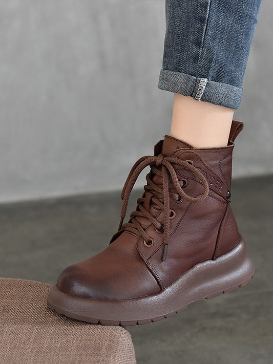 Warm Leather Thick Bottom Martin Boots