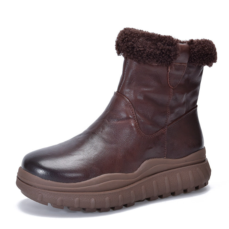 Versatile Warm Solid Color Thick Bottom Cotton Boots
