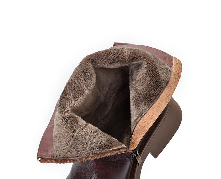 British Style Leather Thick Bottom Short Boots