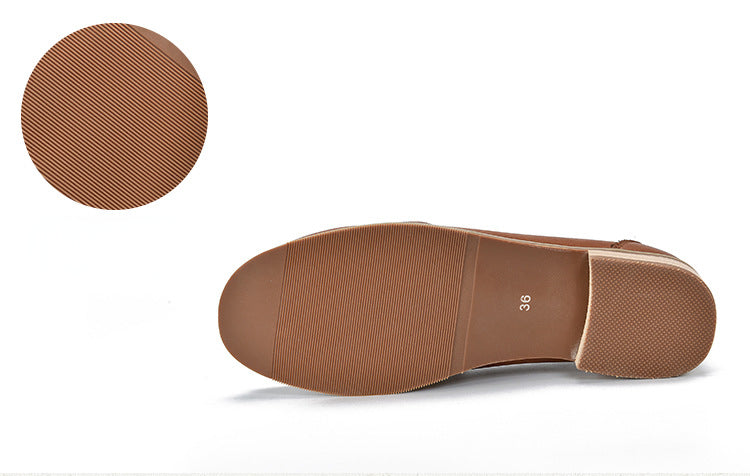 British Style Metal Buckle Leather Shoes