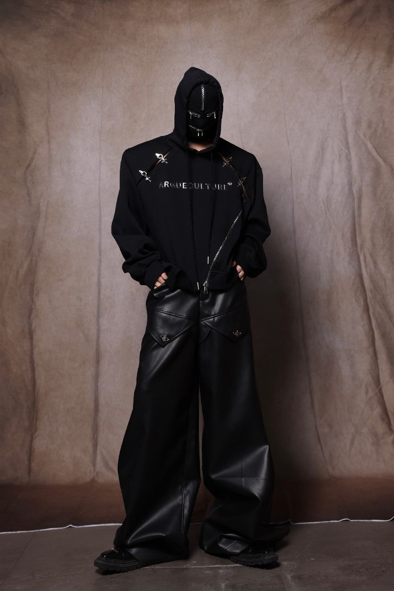 Zipper Logo Sweater With Irregular Design