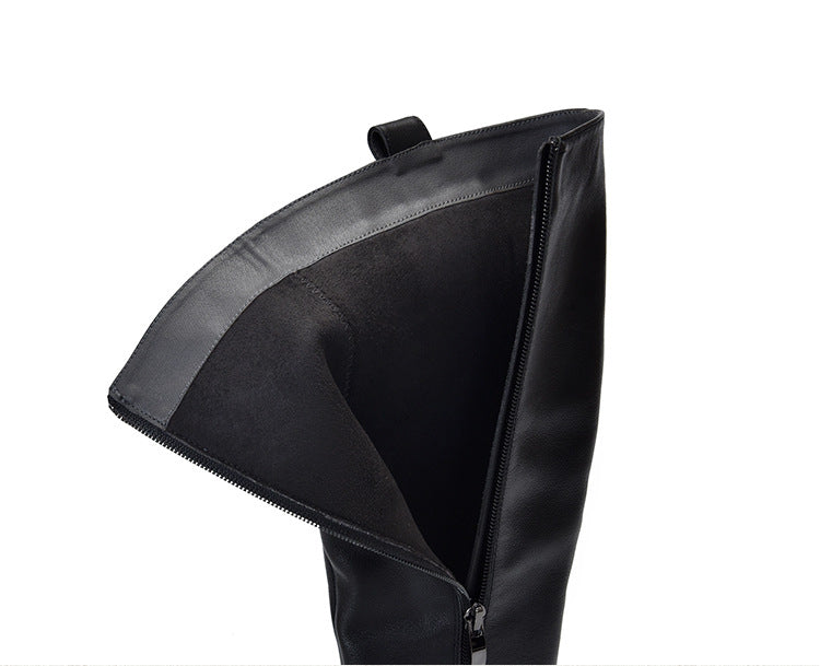 British Style Side Zipper Thick Heel Knight Boots