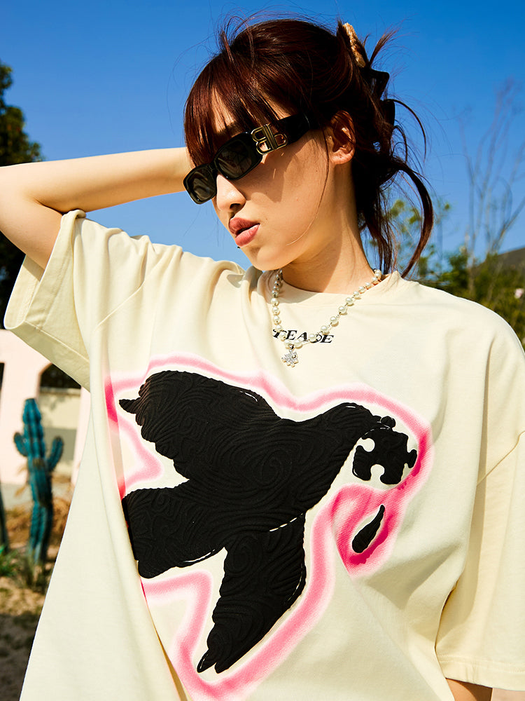 Serene Peace Dove Suede Foam Printed T-Shirt