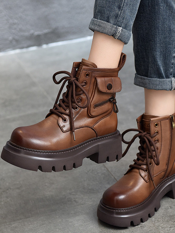 Classic Leather Zipper Thick Bottom Martin Boots