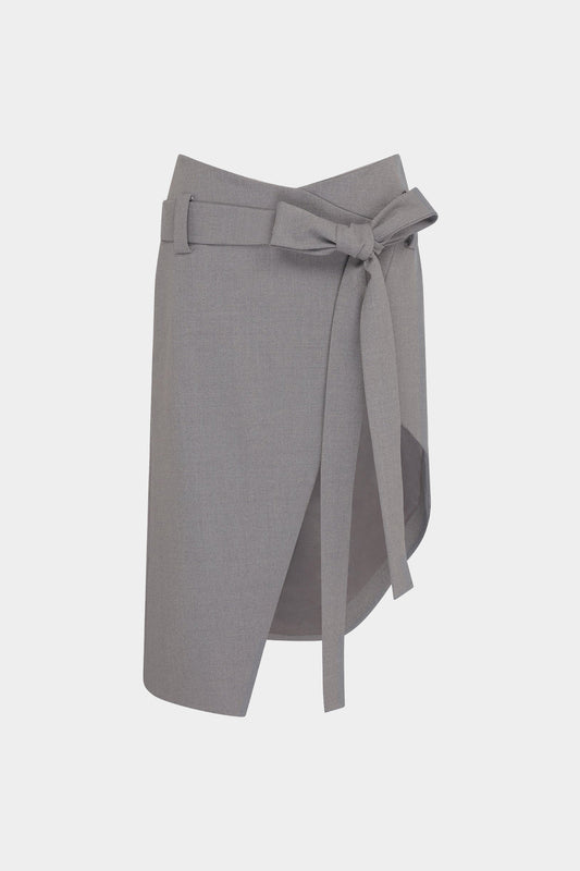 Asymmetrical Drawstring Tie Front Zipper Skirt