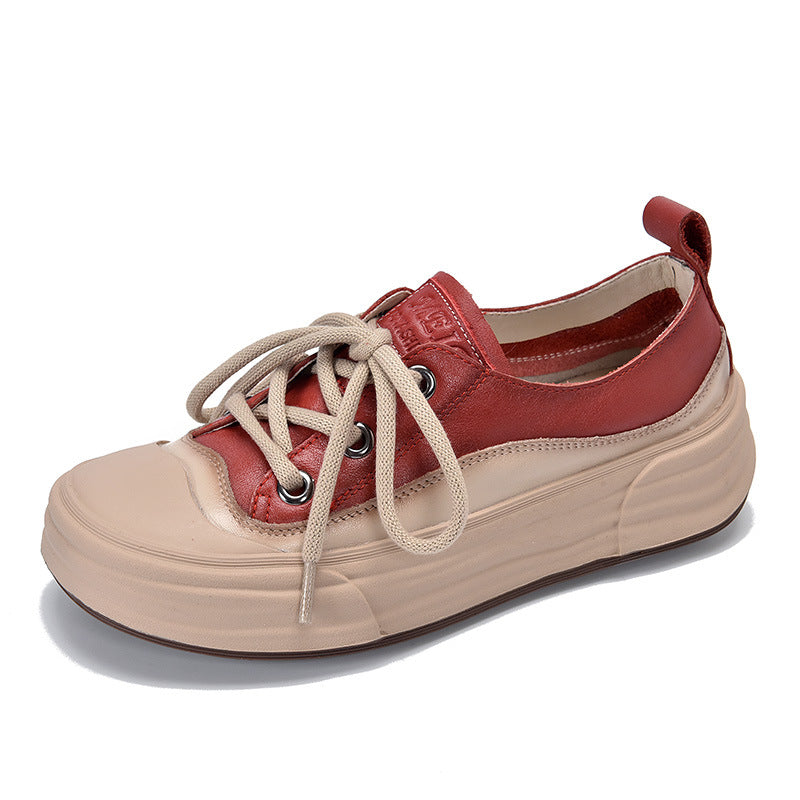Casual Color Blocking Round Toe Lace-up Shoes