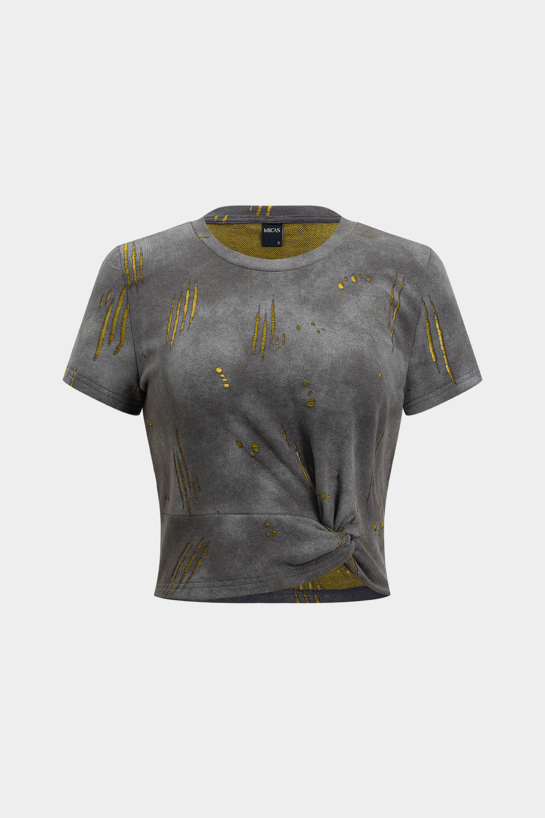 Asymmetrical Twist Knot Short Sleeve T-Shirt