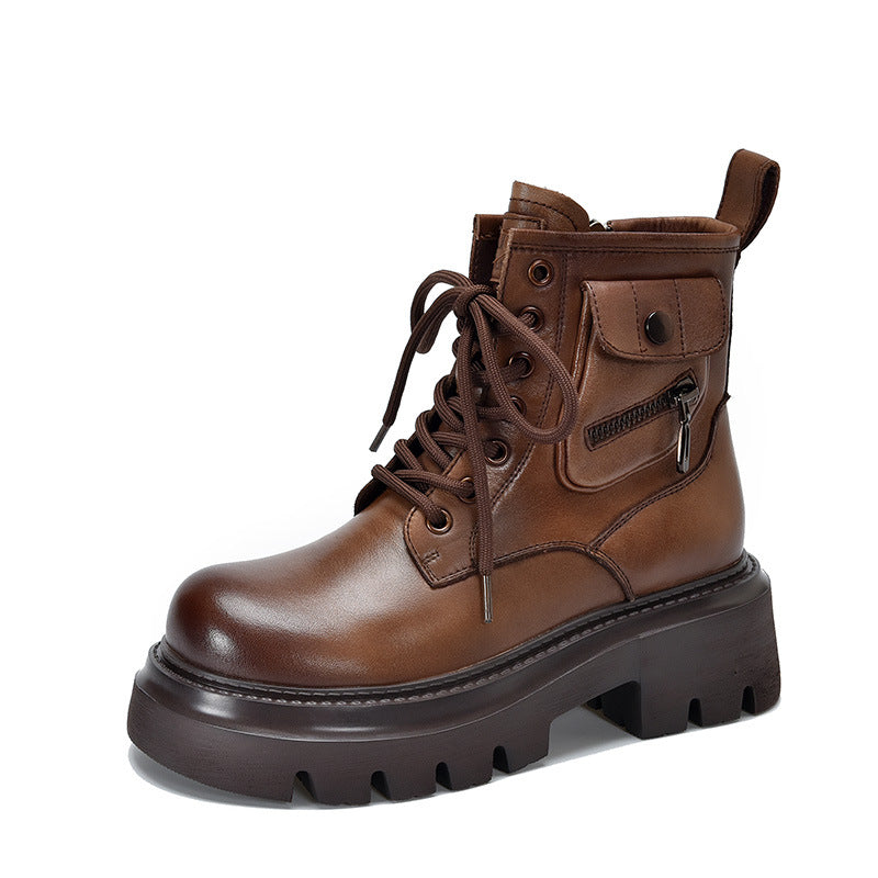 Classic Leather Zipper Thick Bottom Martin Boots