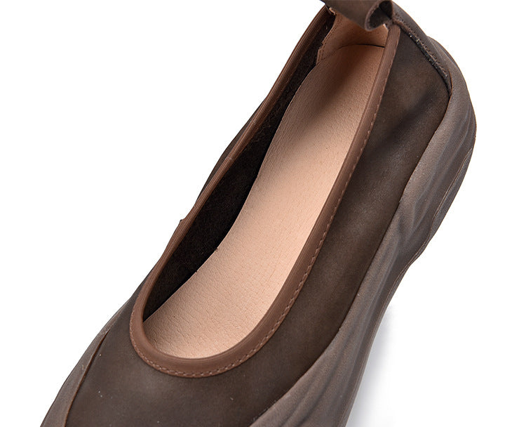 Literary Leather Round-toe Thick Soled Shoes
