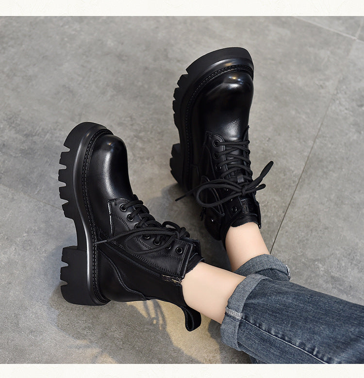 Classic Leather Zipper Thick Bottom Martin Boots