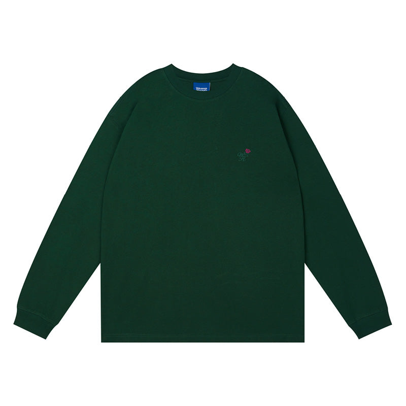 Romantic Rose Embroidery Long Sleeved Tee