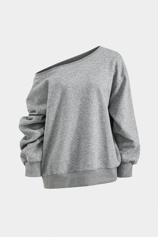Asymmetrical Neck Sweatshirt