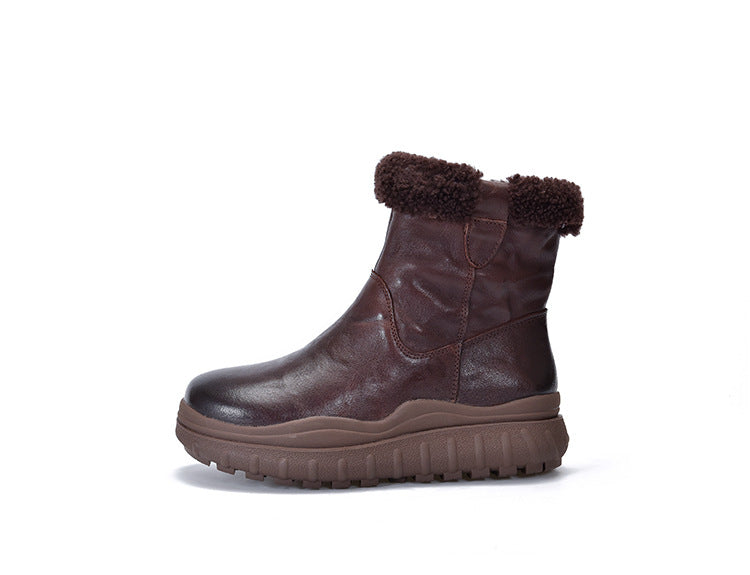 Versatile Warm Solid Color Thick Bottom Cotton Boots