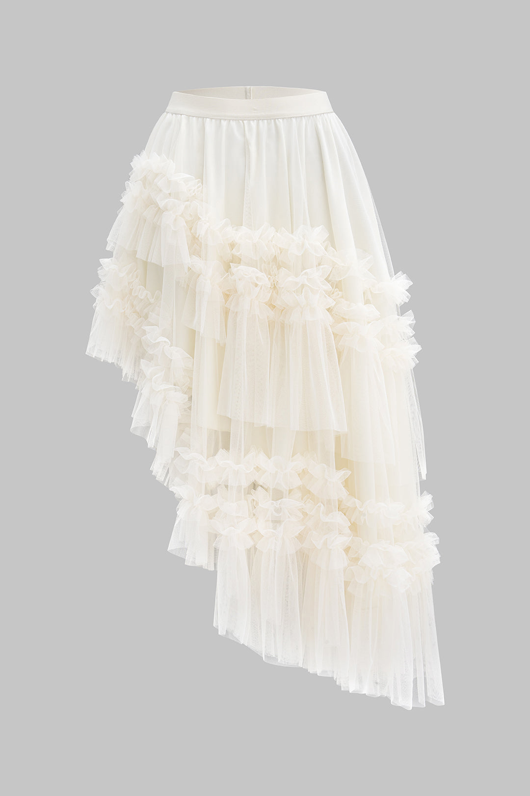 Asymmetrical Mesh Scallop Edge Skirt