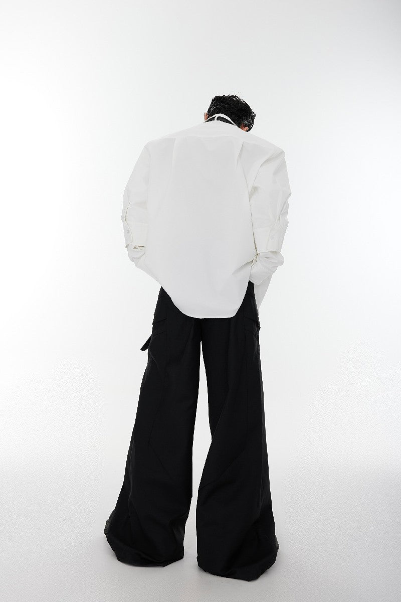 Shoulder Pad Tie-Neck Shirt