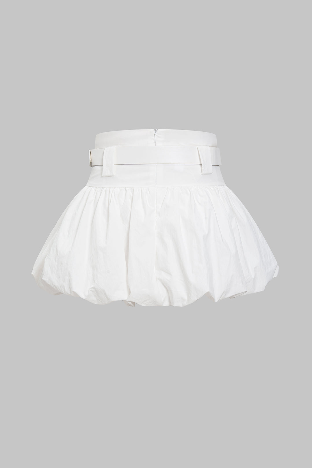 Belted Ruched Zipper Skirt