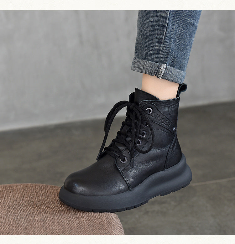 Warm Leather Thick Bottom Martin Boots