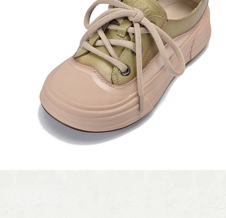 Casual Color Blocking Round Toe Lace-up Shoes