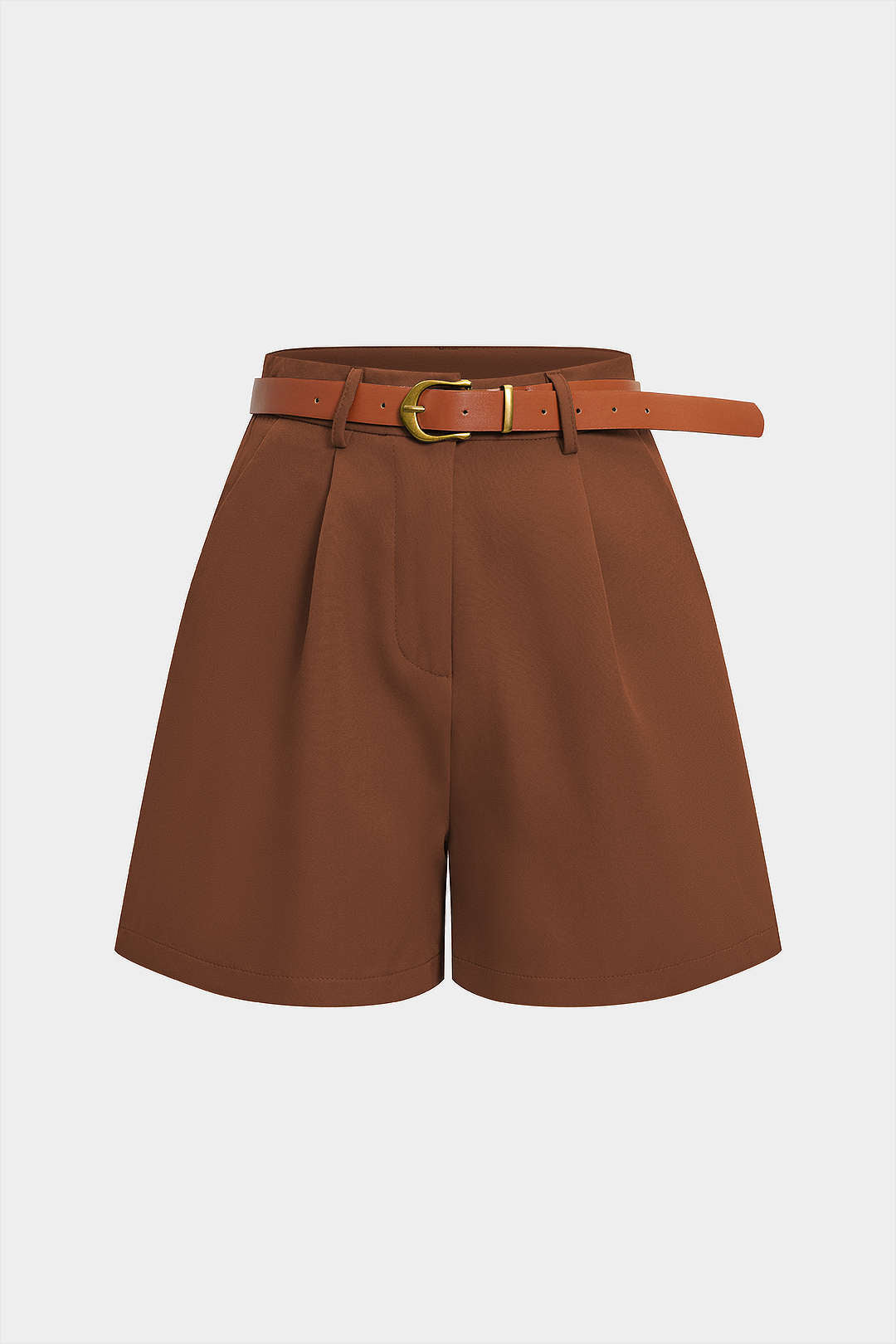 Belted Button Ruched Shorts